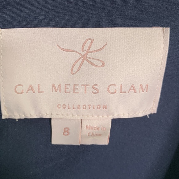 Gal Meets Glam Zoe Bow Fit and Flare Navy Blue Dress W-872 Sz 8 - Picture 6 of 10